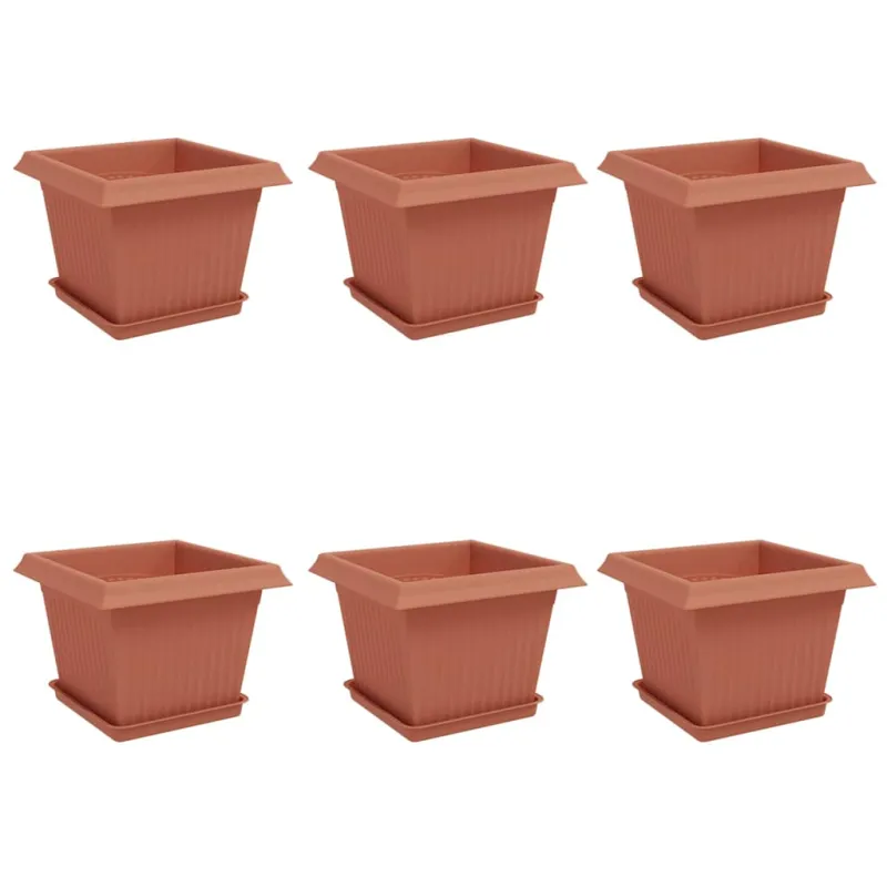 Augalų vazonai 6 pcs Raudona plyta 23 x 23 x 17,5 cm Plastmasė
