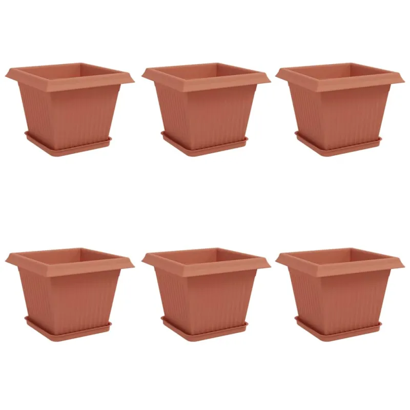 Augalų vazonai 6 pcs Raudona plyta 28,5 x 28,5 x 22 cm
