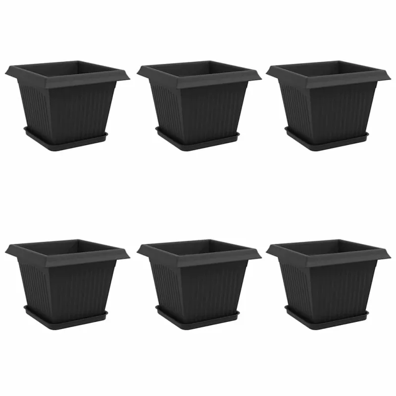 Augalų vazonai 6 pcs Juoda 28,5 x 28,5 x 22 cm Plastmasė