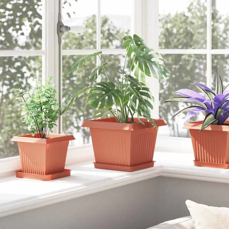 Augalų vazonai 24 pcs Raudona plyta 23 x 23 x 17,5 cm Plastmasė