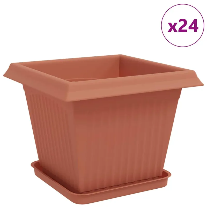 Augalų vazonai 24 pcs Raudona plyta 33 x 33 x 26 cm Plastmasė