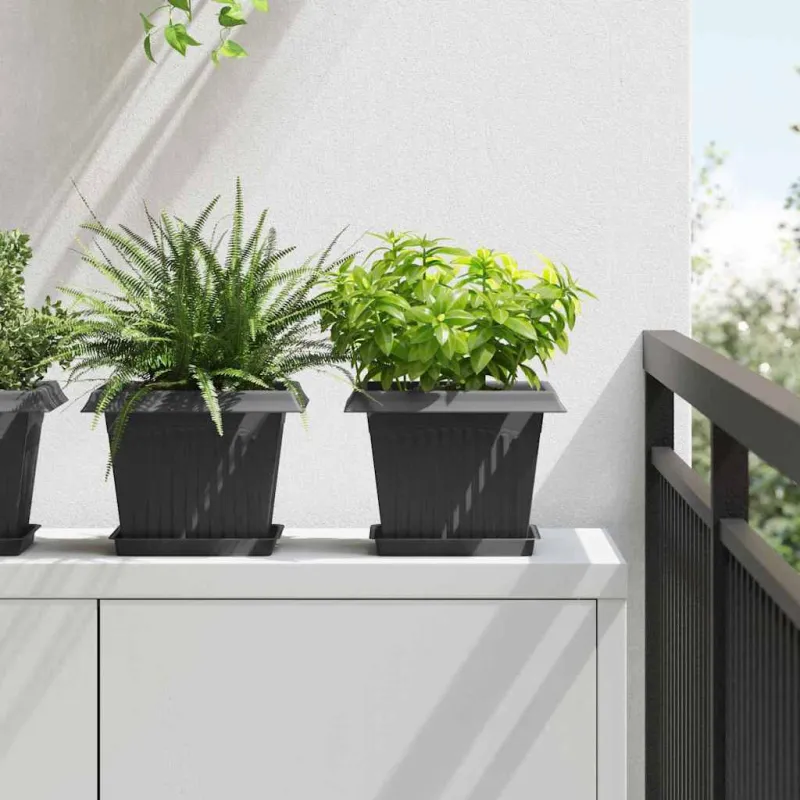 Augalų vazonai 24 pcs Juoda 23 x 23 x 17,5 cm Plastmasė