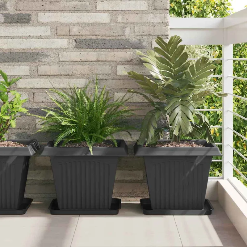 Augalų vazonai 24 pcs Juoda 38 x 38 x 30 cm Plastmasė
