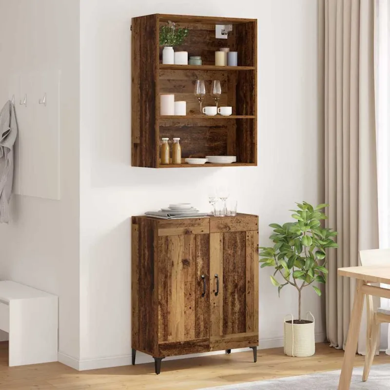 Aukštas spintelė 2 pcs Sena mediena Apdirbta mediena