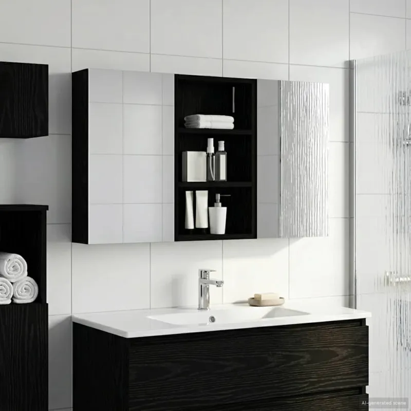 Vonios spintos komplektas su lentyna 3 pcs 90 x 10,5 x 50 cm
