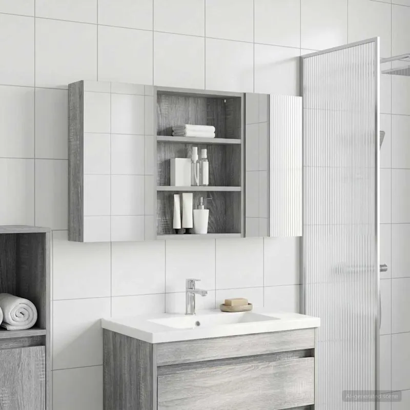 Vonios spintos komplektas su lentyna 3 pcs 100 x 10,5 x 50 cm
