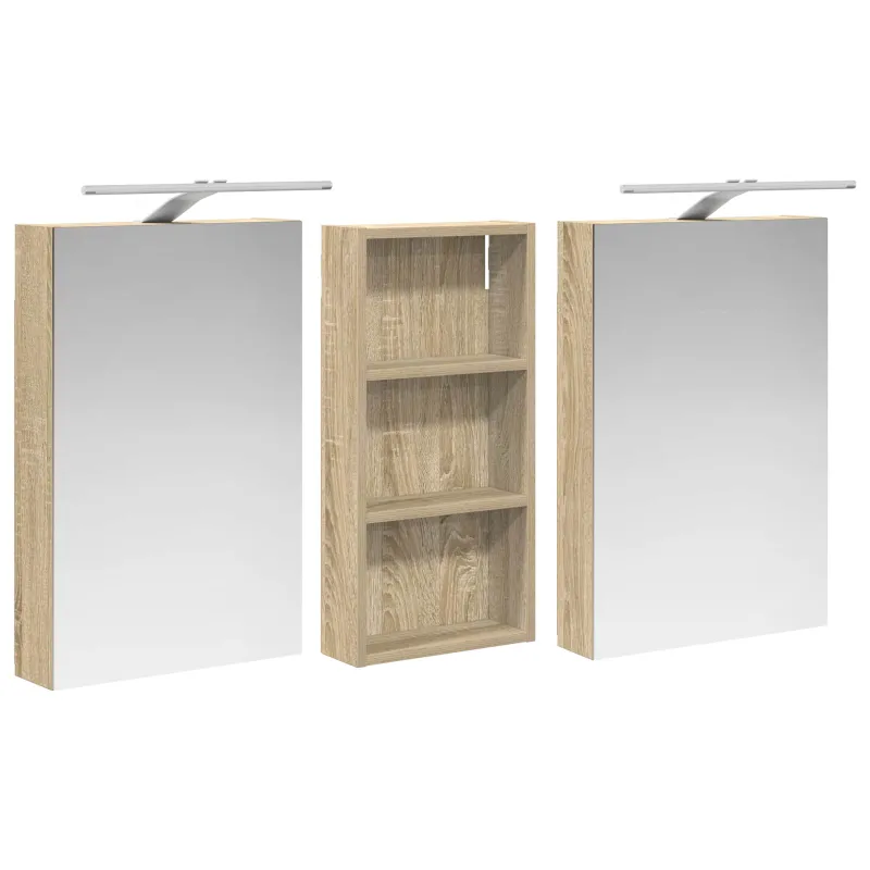 Vonios spintos komplektas su lentyna 3 pcs 110 x 10,5 x 60,5 cm