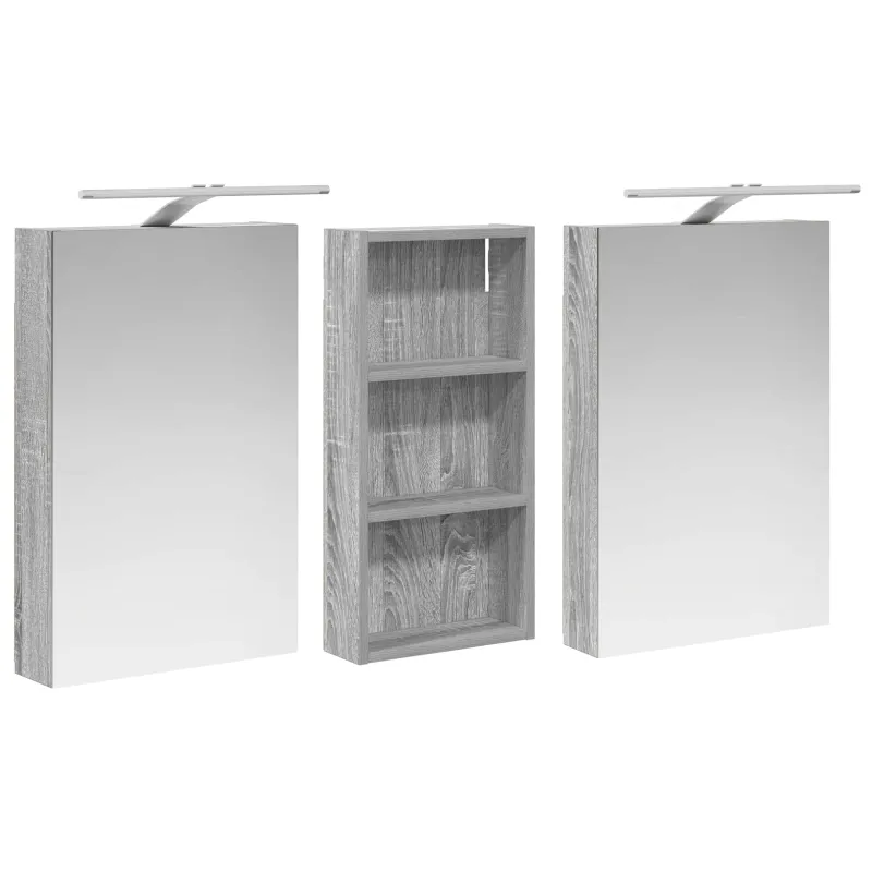 Vonios spintos komplektas su lentyna 3 pcs 110 x 10,5 x 60,5 cm