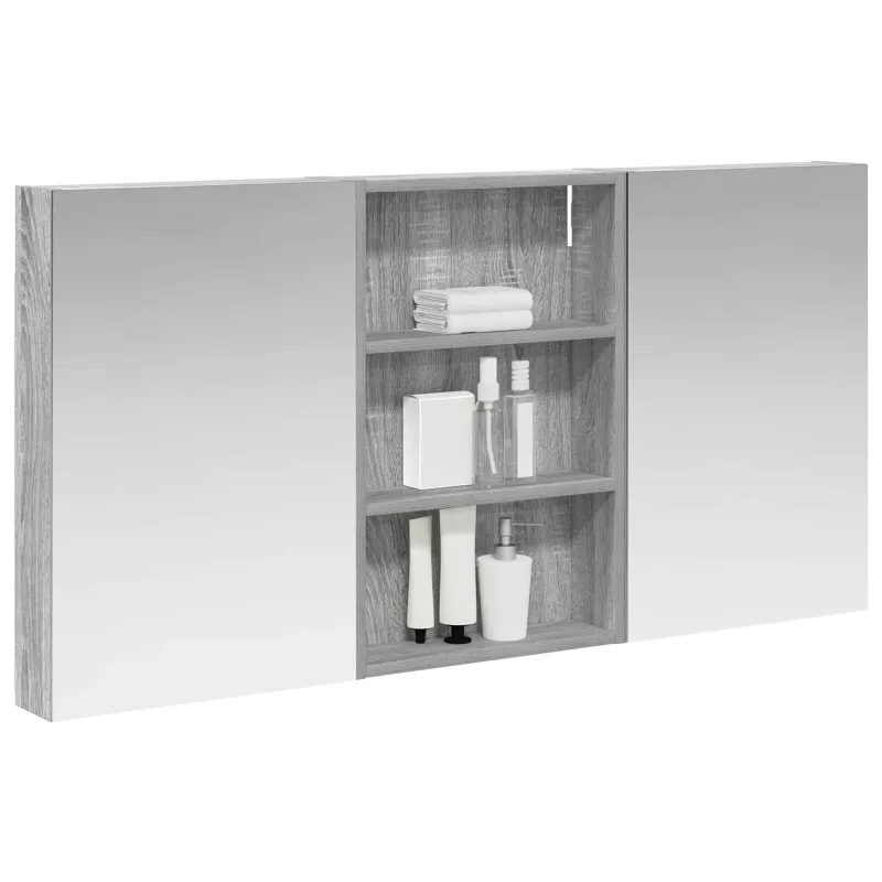 Vonios spintos komplektas su lentyna 3 pcs 120 x 10,5 x 60,5 cm