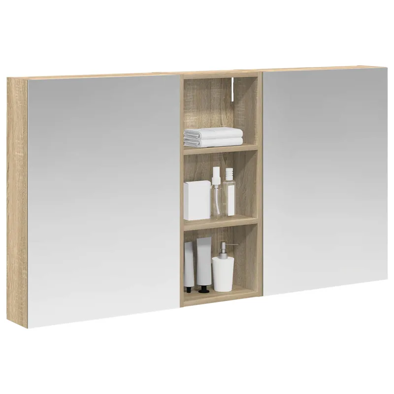 Vonios spintos komplektas su lentyna 3 pcs 130 x 14,5 x 70 cm