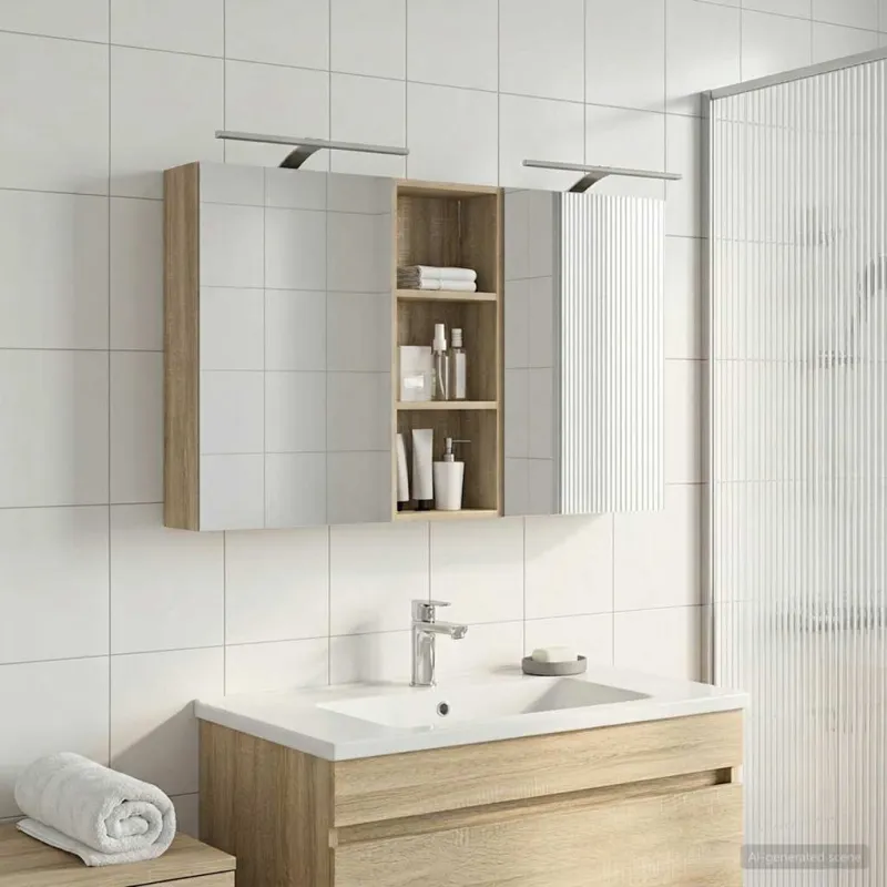 Vonios spintos komplektas su lentyna 3 pcs 130 x 14,5 x 70 cm