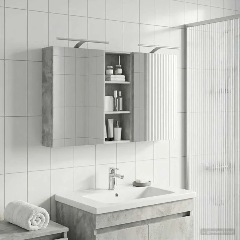 Vonios spintos komplektas su lentyna 3 pcs 130 x 14,5 x 70 cm