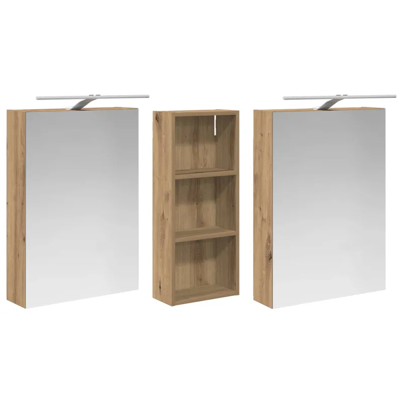 Vonios spintos komplektas su lentyna 3 pcs 130 x 14,5 x 70 cm