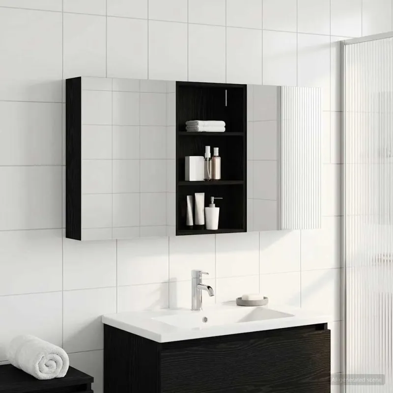 Vonios spintos komplektas su lentyna 3 pcs 140 x 14,5 x 70 cm