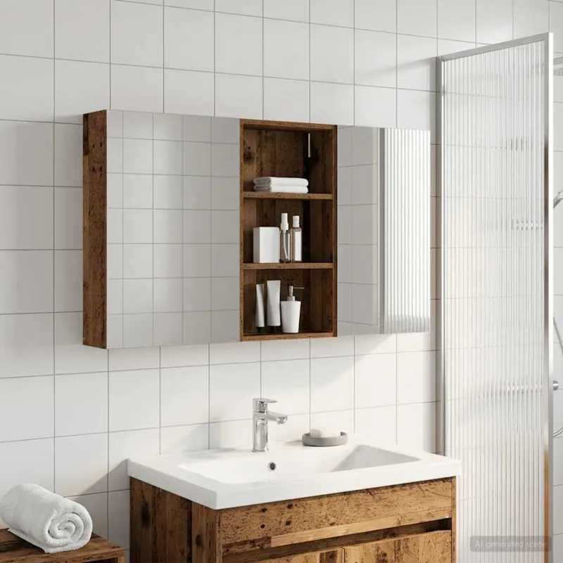 Vonios spintos komplektas su lentyna 3 pcs 140 x 14,5 x 70 cm