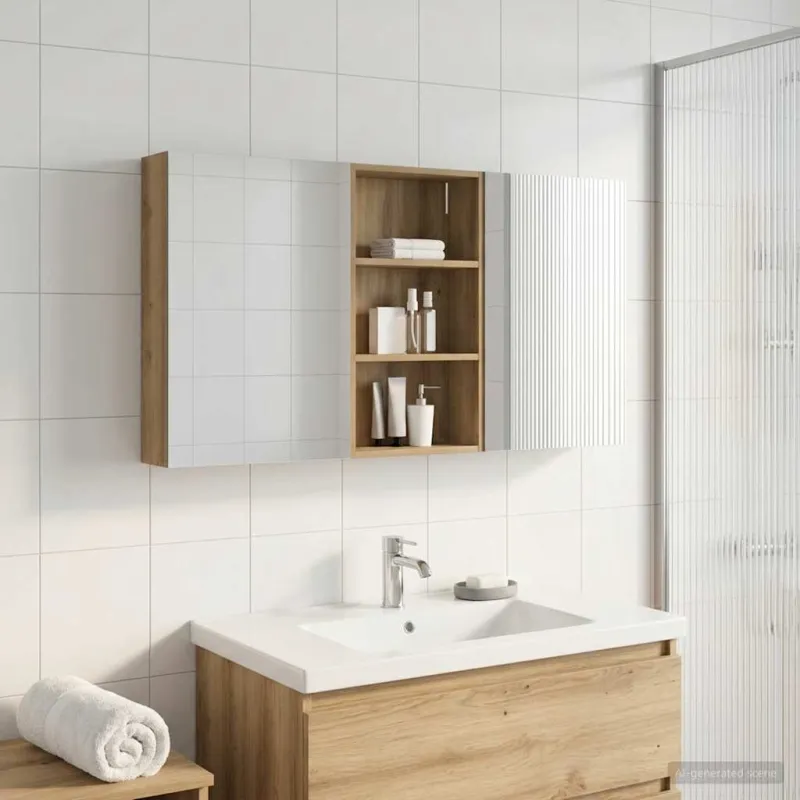 Vonios spintos komplektas su lentyna 3 pcs 140 x 14,5 x 70 cm