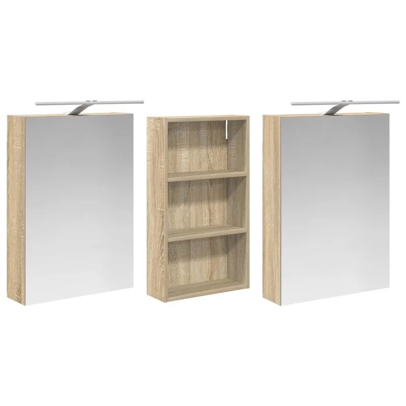 Vonios spintos komplektas su lentyna 3 pcs 140 x 14,5 x 70 cm