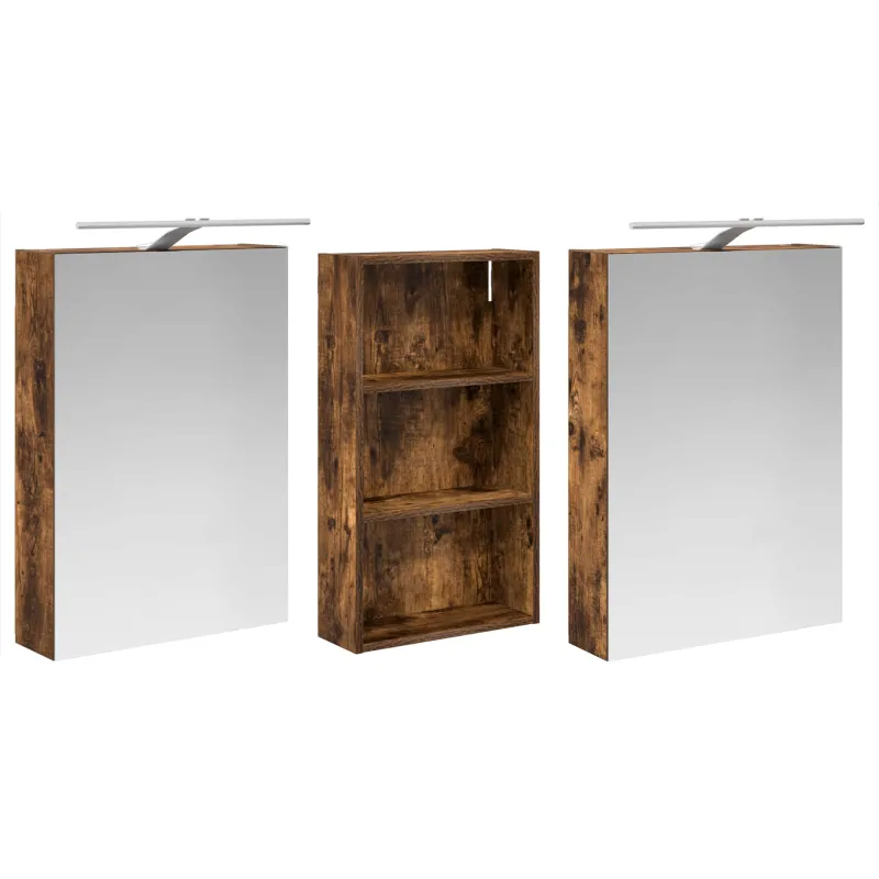 Vonios spintos komplektas su lentyna 3 pcs 140 x 14,5 x 70 cm