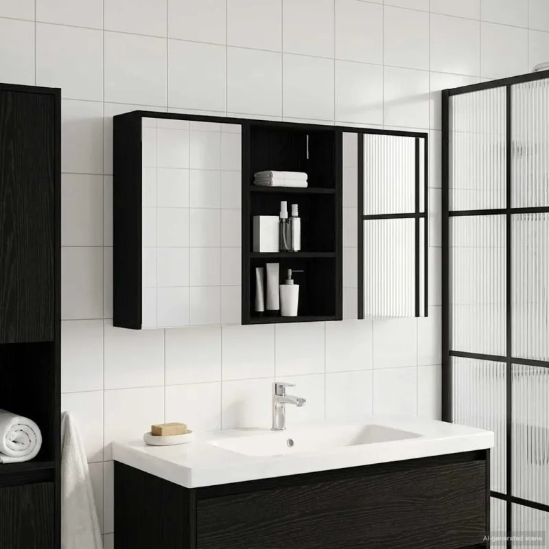 Vonios spintos komplektas su lentyna 3 pcs 126 x 16 x 62.5 cm
