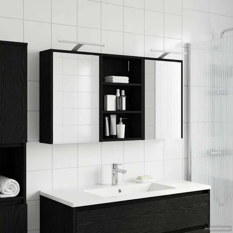 Vonios spintos komplektas su lentyna 3 pcs 126 x 16 x 62.5 cm