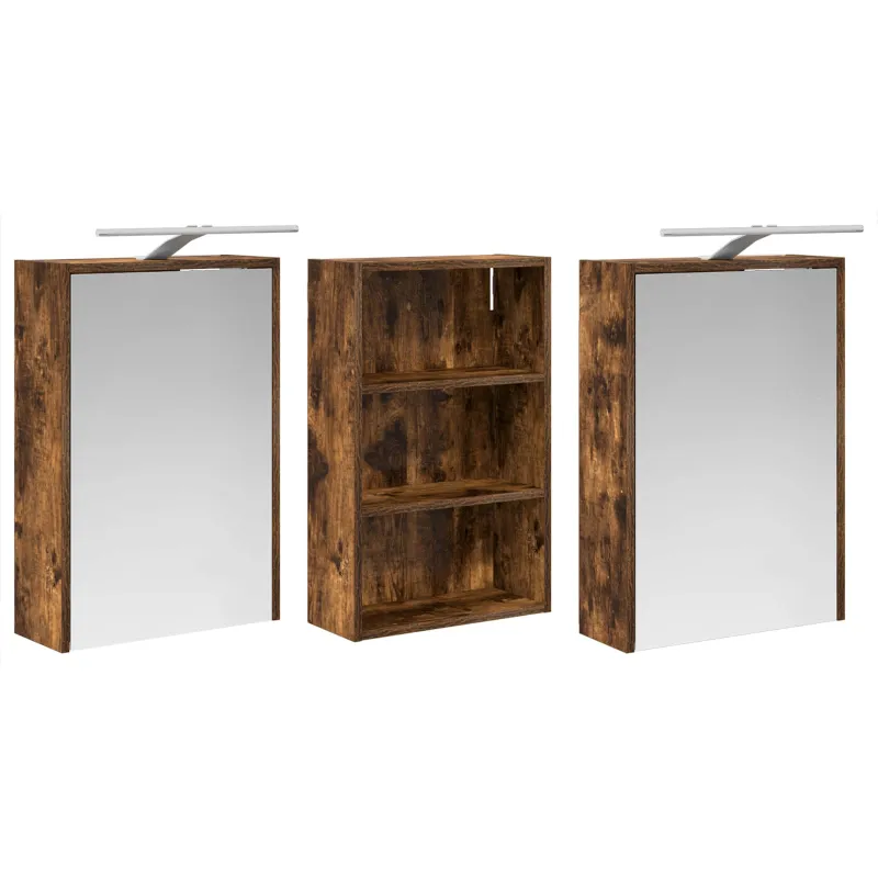 Vonios spintos komplektas su lentyna 3 pcs 126 x 16 x 62.5 cm