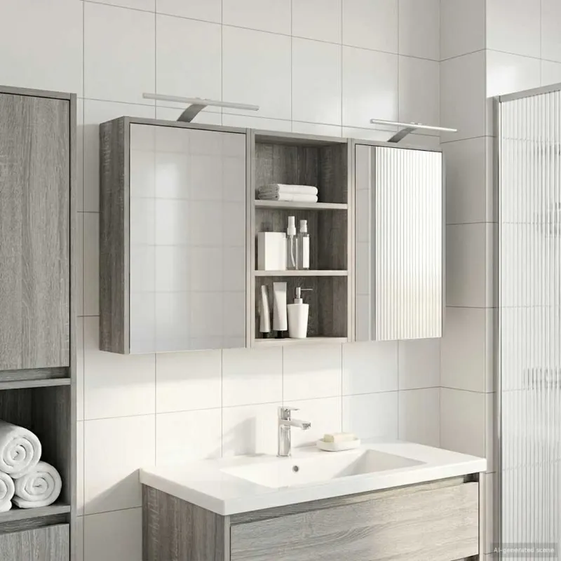 Vonios spintos komplektas su lentyna 3 pcs 126 x 16 x 62.5 cm