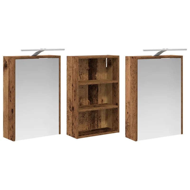 Vonios spintos komplektas su lentyna 3 pcs 126 x 16 x 62.5 cm
