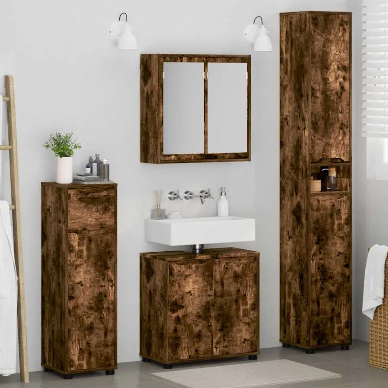 Vonios baldų rinkinys 4 pcs Rūkyta ąžuolas Apdirbta mediena