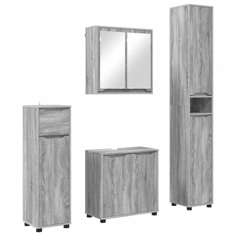 Vonios baldų rinkinys 4 pcs Pilkas Sonoma Apdirbta mediena