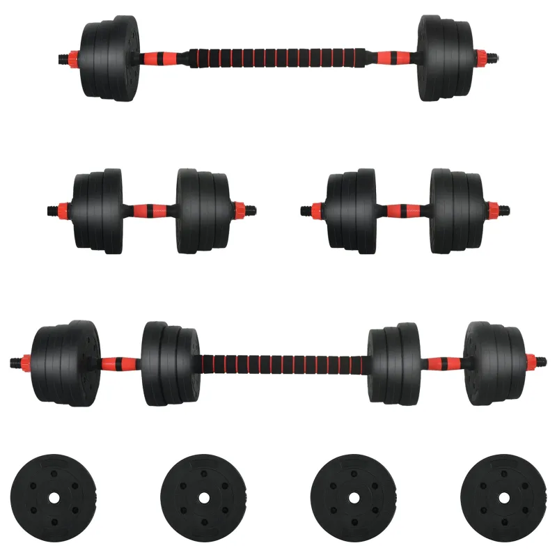 2-in-1 hantelių rinkinys 30kg Juoda ir raudona