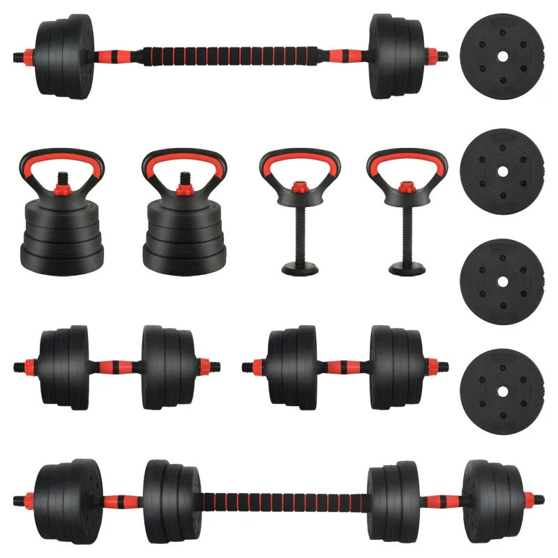 4-in-1 hantelių rinkinys 30kg Juoda ir raudona