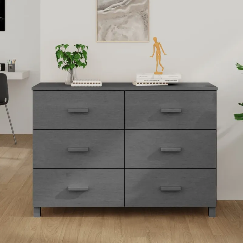 Šoninė spintelė HAMAR, tamsiai pilka, 113x40x80cm, pušis