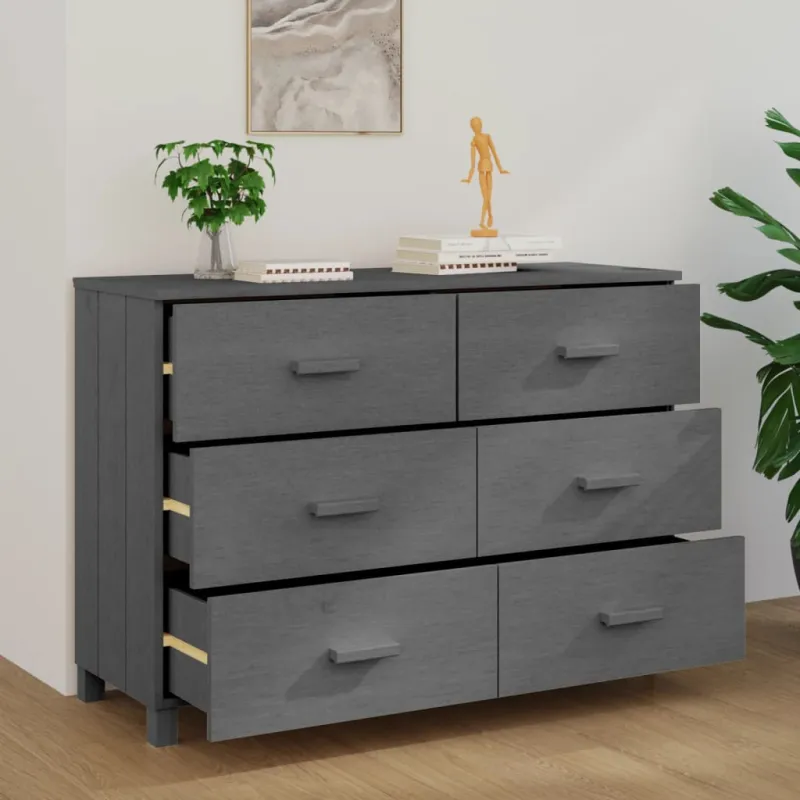 Šoninė spintelė HAMAR, tamsiai pilka, 113x40x80cm, pušis