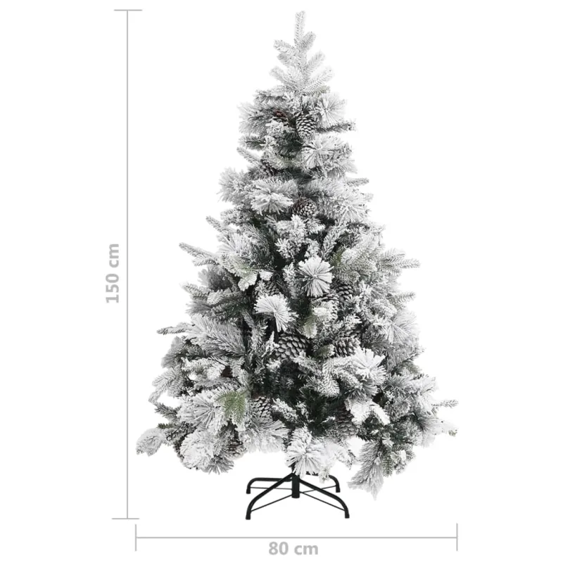 Kalėdų eglutė su sniegu/kankorėžiais, 150cm, PVC ir PE