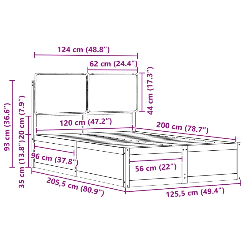 Lovo rėmas su apmuštu galvūgaliu Šviesiai pilka 120 x 200 cm