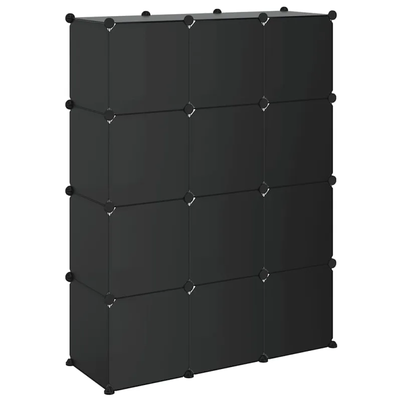Storage Cube Organizer su 12 kubelių ir durelėmis Black PP
