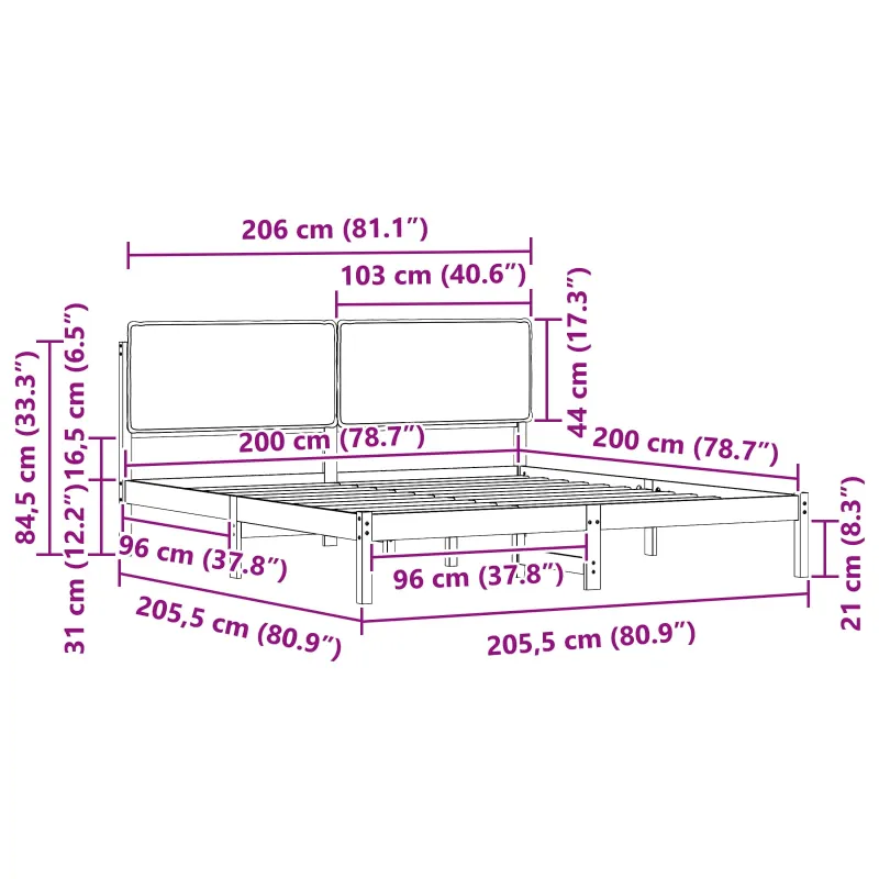 Lovo rėmas su apmuštu galvūgaliu Taupe 200 x 200 cm