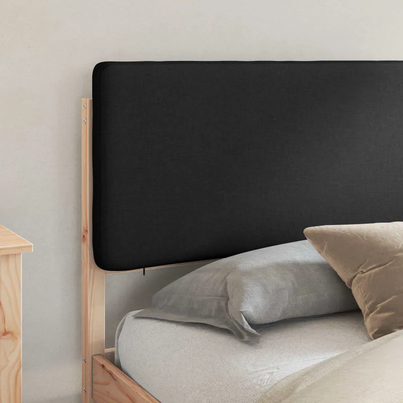 Lovo rėmas su apmuštu galvūgaliu Juoda 200 x 200 cm
