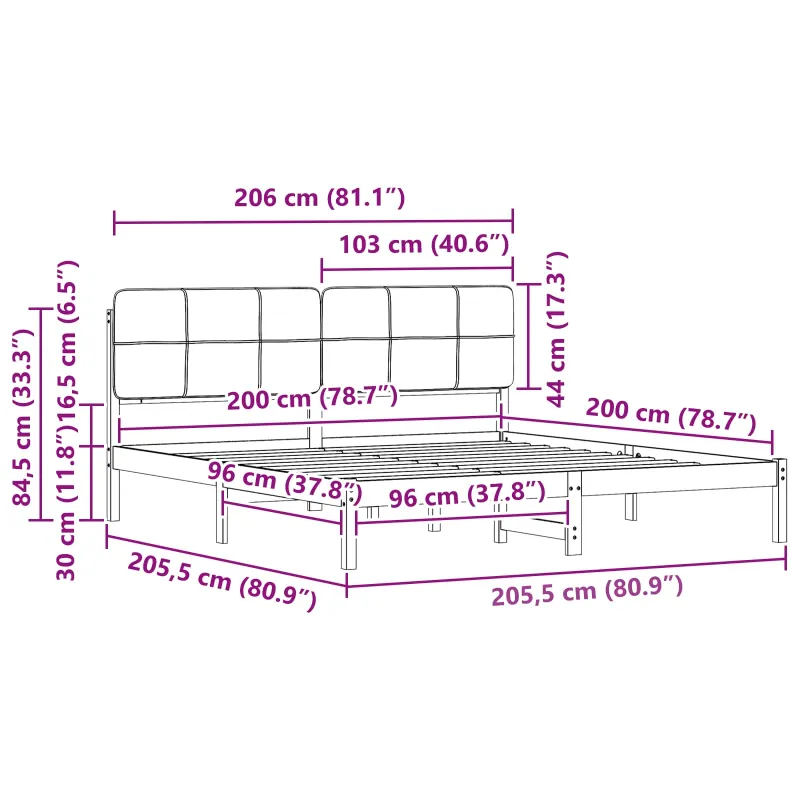 Lovo rėmas su apmuštu galvūgaliu Taupe 200 x 200 cm