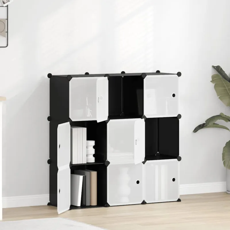 Storage Cube Organizer su 9 kubeliais ir durelėmis juodas PP