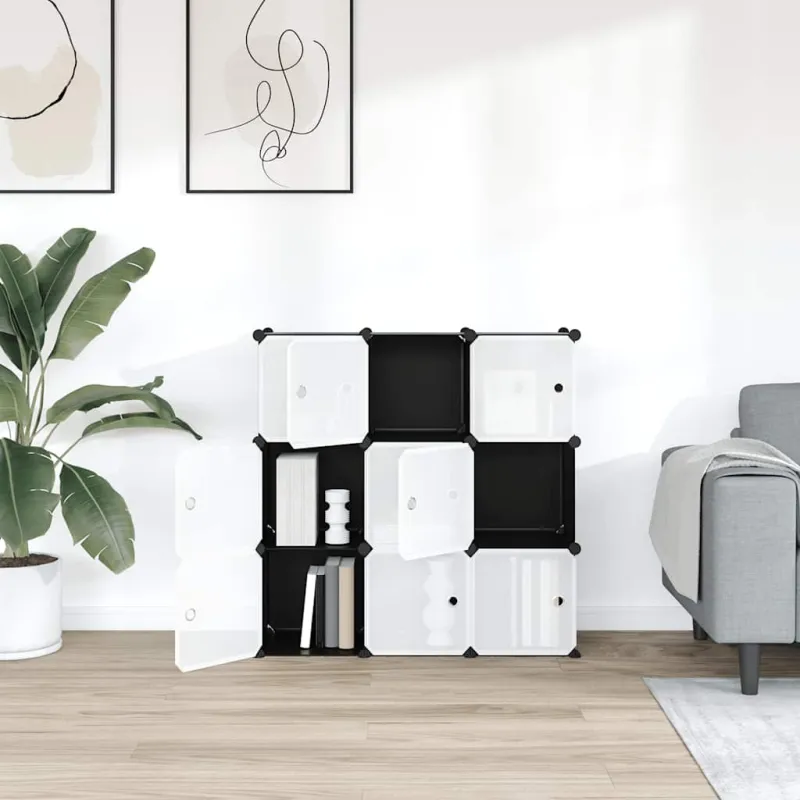Storage Cube Organizer su 9 kubeliais ir durelėmis juodas PP