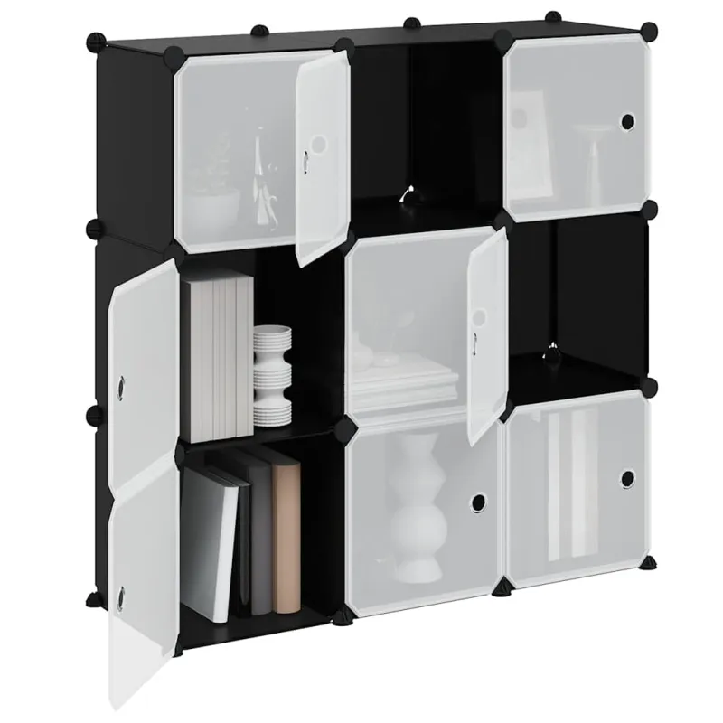 Storage Cube Organizer su 9 kubeliais ir durelėmis juodas PP