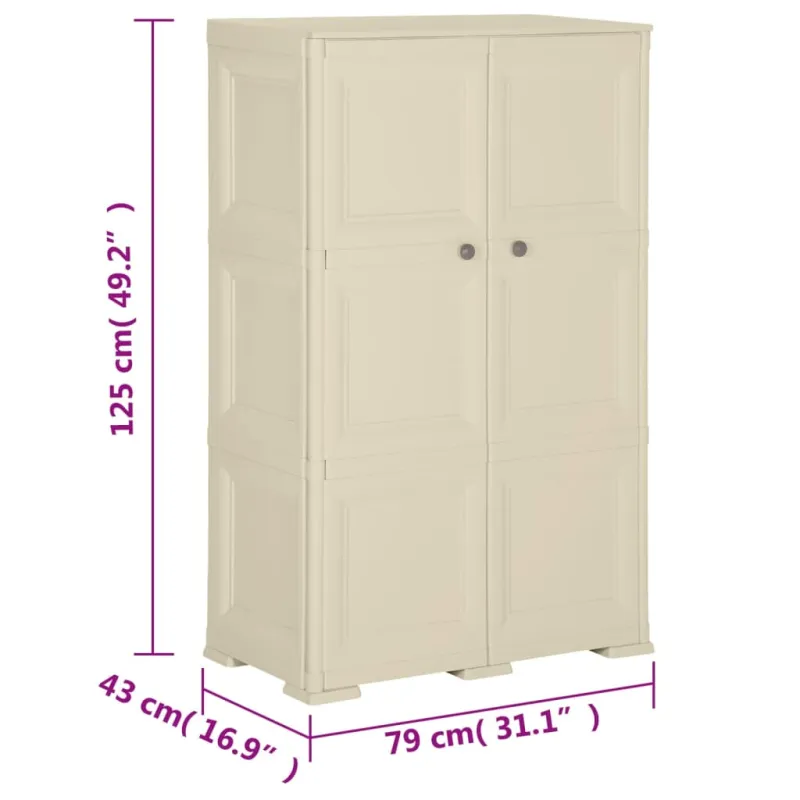 Plastikinė spintelė, angoros, 79x43x125cm, medienos dizaino