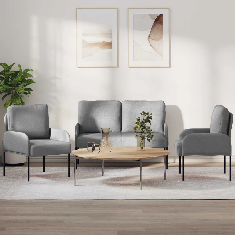 Sofų komplektai 3 pcs Šviesiai pilka 115 x 56 x 80 cm fanera
