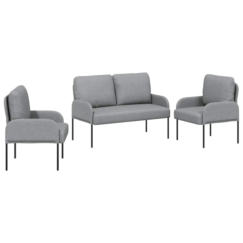 Sofų komplektai 3 pcs Šviesiai pilka 115 x 56 x 80 cm fanera