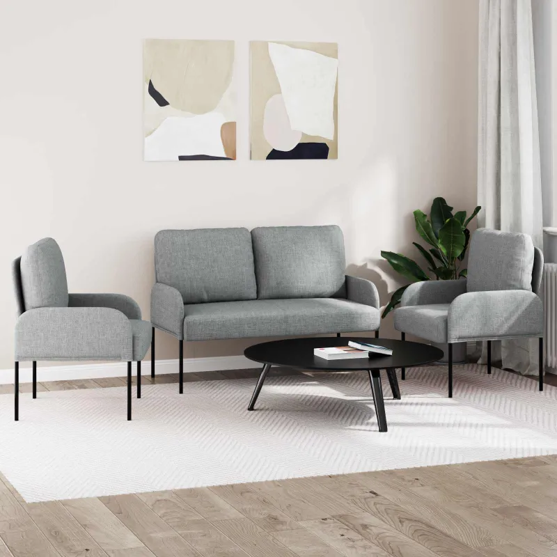 Sofų komplektai 3 pcs Šviesiai pilka 115 x 56 x 80 cm fanera