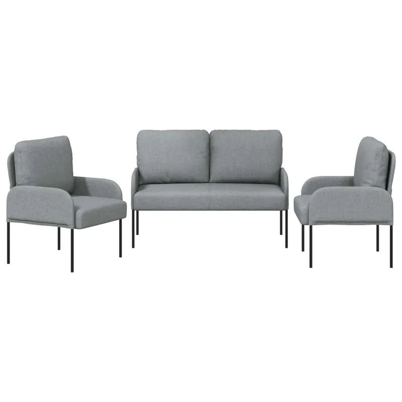 Sofų komplektai 3 pcs Šviesiai pilka 115 x 56 x 80 cm fanera