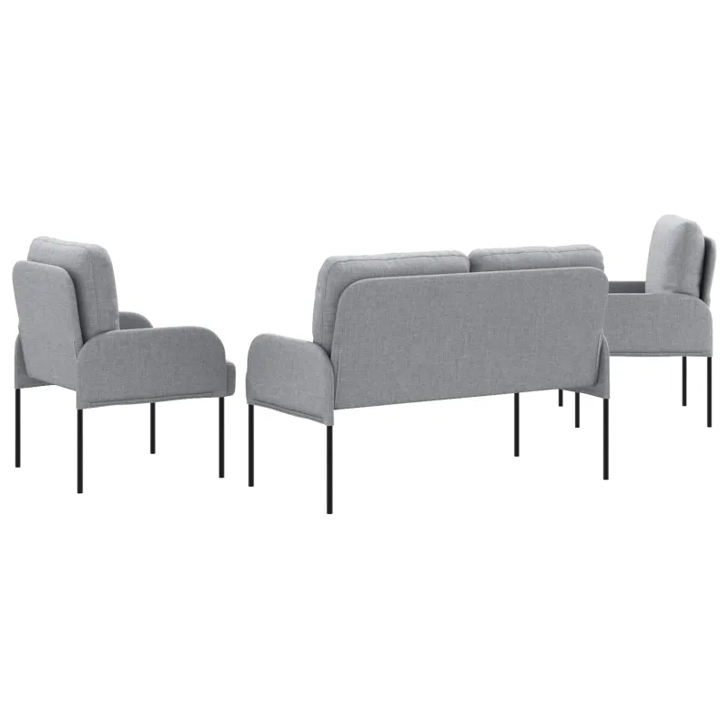 Sofų komplektai 3 pcs Šviesiai pilka 115 x 56 x 80 cm fanera
