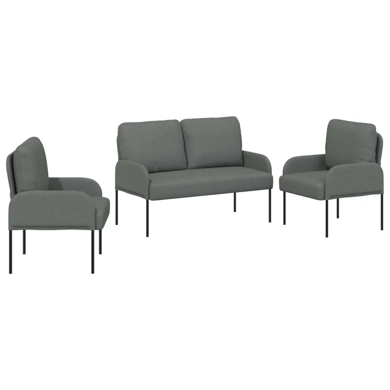 Sofų komplektai 3 pcs Tamsiai pilka 115 x 56 x 80 cm fanera