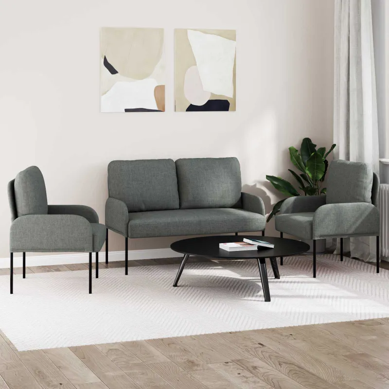 Sofų komplektai 3 pcs Tamsiai pilka 115 x 56 x 80 cm fanera
